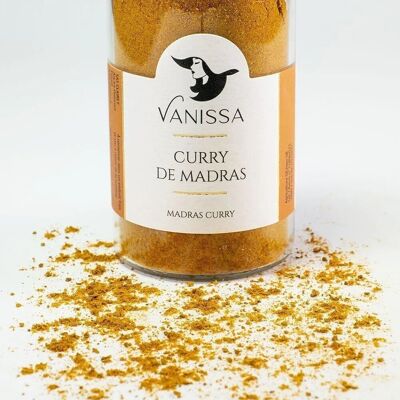 Madras curry: Turmeric, coriander, cumin, pepper, ginger, cinnamon, clove