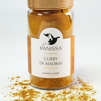 Madras curry: Turmeric, coriander, cumin, pepper, ginger, cinnamon, clove
