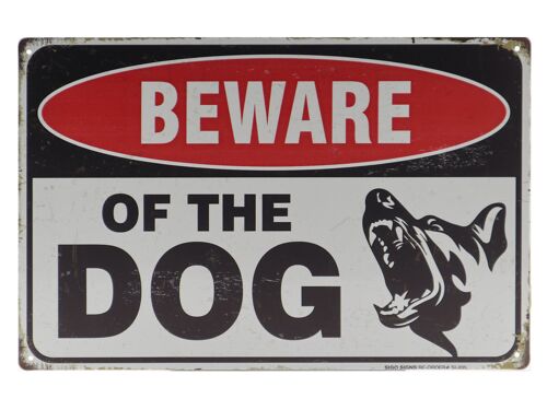 Beware of the dog metalen bord 20x30cm