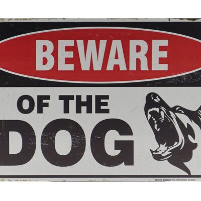 Beware of the dog metalen bord 20x30cm