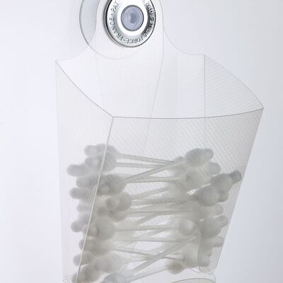 Q-store - with suction cup - For storing cotton swabs and sponges.