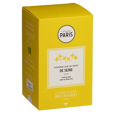 Case of 20 muslin sachets, anise & liquorice, Organic, Strolling on the banks of the Seine, 40 g