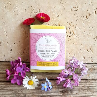 SUMMER BLOOMS - Soap for dry skin - with rose & lavdender oil