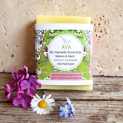 AYA - hair soap for lightly oily hair for shine and fullness with green earth