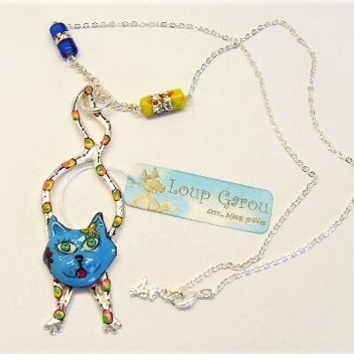 Blue "cat thread" necklace