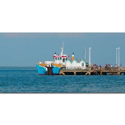 Mural: Excursion boat in Arcachon - panorama landscape 3:1 - many sizes & materials - exclusive photo art motif as a canvas picture or acrylic glass picture for wall decoration