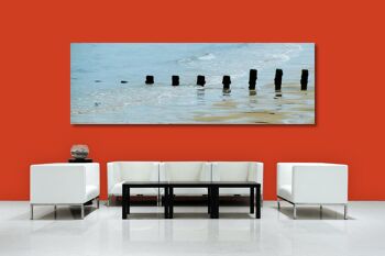 Papier peint : piquets dans la mer 1 - paysage panoramique 3:1 - nombreuses tailles et matériaux - motif d'art photo exclusif comme image sur toile ou image en verre acrylique pour la décoration murale 5