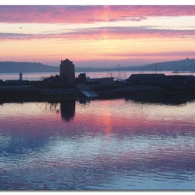 Mural: puerto bretón al atardecer - formato apaisado 4:3 - muchos tamaños y materiales - motivo exclusivo de arte fotográfico como cuadro de lienzo o cuadro de vidrio acrílico para la decoración de paredes