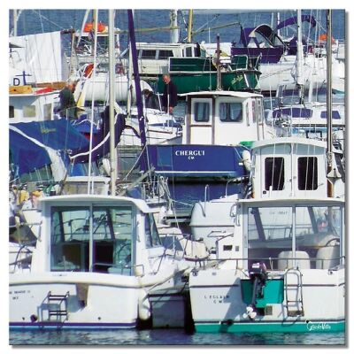 Mural: In the Breton harbor 1 - square 1:1 - many sizes & materials - exclusive photo art motif as a canvas picture or acrylic glass picture for wall decoration