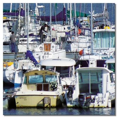 Mural: In the Breton harbor 2 - square 1:1 - many sizes & materials - exclusive photo art motif as a canvas picture or acrylic glass picture for wall decoration