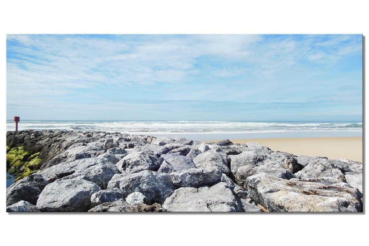 Wandbild: Am Strand von Mimizan - Querformat 2:1 - viele Größen & Materialien – Exklusives Fotokunst-Motiv als Leinwandbild oder Acrylglasbild zur Wand-Dekoration