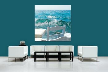 Papier peint : Chaises devant la mer - carré 1:1 - nombreuses tailles et matériaux - motif d'art photo exclusif comme image sur toile ou image en verre acrylique pour la décoration murale 3