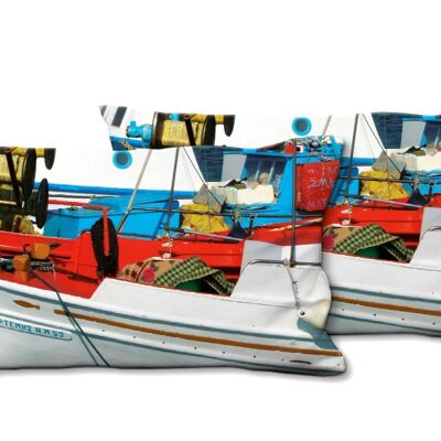 Juego de cojines decorativos con foto (2 piezas), motivo: barcos de colores - tamaño: 80 x 40 cm - funda de cojín premium, cojín decorativo, cojín decorativo, cojín fotográfico, funda de cojín