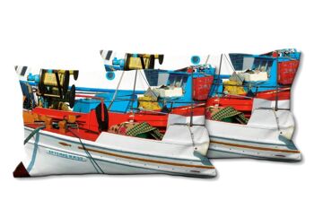 Ensemble de coussins photo décoratifs (2 pièces), motif : bateaux colorés - taille : 80 x 40 cm - housse de coussin premium, coussin décoratif, coussin décoratif, coussin photo, housse de coussin 1