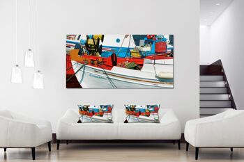 Ensemble de coussins photo décoratifs (2 pièces), motif : bateaux colorés - taille : 80 x 40 cm - housse de coussin premium, coussin décoratif, coussin décoratif, coussin photo, housse de coussin 3