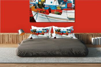 Ensemble de coussins photo décoratifs (2 pièces), motif : bateaux colorés - taille : 80 x 40 cm - housse de coussin premium, coussin décoratif, coussin décoratif, coussin photo, housse de coussin 4