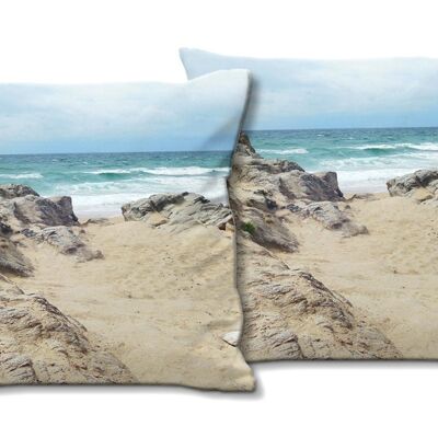 Set di cuscini decorativi con foto (2 pezzi), motivo: nostalgia del mare 6 - dimensioni: 40 x 40 cm - fodera per cuscino premium, cuscino decorativo, cuscino decorativo, cuscino fotografico, fodera per cuscino