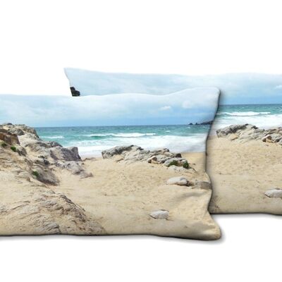 Set di cuscini decorativi con foto (2 pezzi), motivo: nostalgia del mare 6 - dimensioni: 80 x 40 cm - fodera per cuscino premium, cuscino decorativo, cuscino decorativo, cuscino fotografico, federa per cuscino