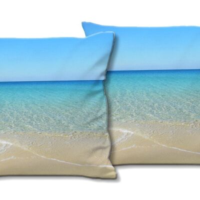 Set di cuscini decorativi con foto (2 pezzi), motivo: nostalgia del mare 10 - dimensioni: 40 x 40 cm - fodera per cuscino premium, cuscino decorativo, cuscino decorativo, cuscino fotografico, federa per cuscino