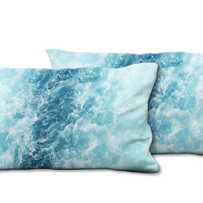 Decorative photo cushion set (2 pieces), motif: sea whirlpool 1 - size: 80 x 40 cm - premium cushion cover, decorative cushion, decorative cushion, photo cushion, cushion cover