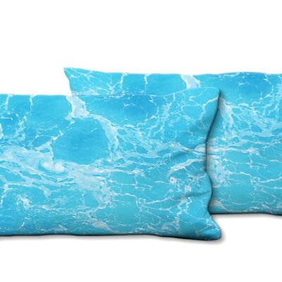Decorative photo cushion set (2 pieces), motif: sea whirlpool 2 - size: 80 x 40 cm - premium cushion cover, decorative cushion, decorative cushion, photo cushion, cushion cover