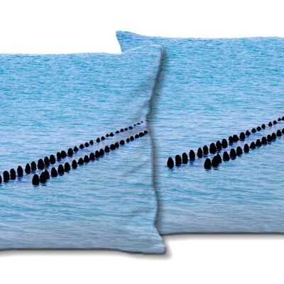 Set di cuscini decorativi con foto (2 pezzi), motivo: pioli in riva al mare 2 - dimensioni: 40 x 40 cm - fodera per cuscino premium, cuscino decorativo, cuscino decorativo, cuscino fotografico, fodera per cuscino