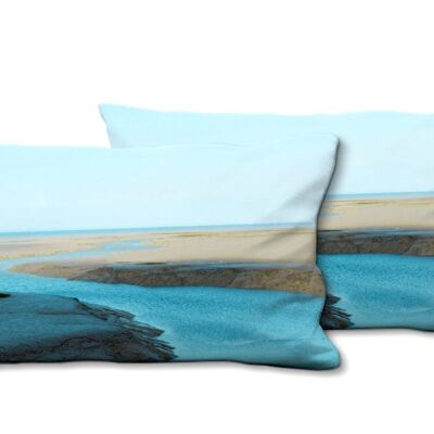 Decorative photo cushion set (2 pieces), motif: waterways by the sea - size: 80 x 40 cm - premium cushion cover, decorative cushion, decorative cushion, photo cushion, cushion cover