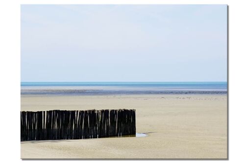 Wandbild: Holzzaun am Strand - Querformat 4:3 - viele Größen & Materialien – Exklusives Fotokunst-Motiv als Leinwandbild oder Acrylglasbild zur Wand-Dekoration