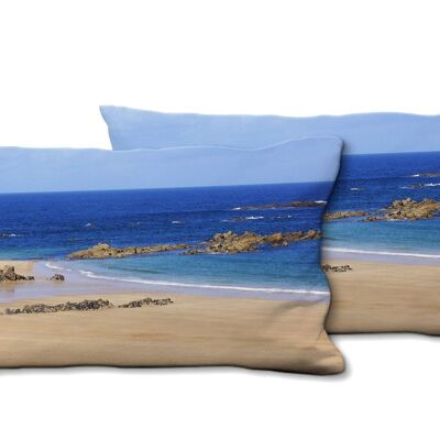 Deko-Foto-Kissen Set (2 Stk.), Motiv: Bretagne mon amour 20 - Größe: 80 x 40 cm - Premium Kissenhülle, Zierkissen, Dekokissen, Fotokissen, Kissenbezug