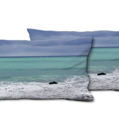 Juego de cojines decorativos con foto (2 piezas), motivo: juegos de colores en el mar 1 - tamaño: 80 x 40 cm - funda de cojín premium, cojín decorativo, cojín decorativo, cojín fotográfico, funda de cojín