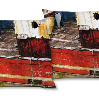 Decorative photo cushion set (2 pieces), motif: shipwreck 1 - size: 40 x 40 cm - premium cushion cover, decorative cushion, decorative cushion, photo cushion, cushion cover