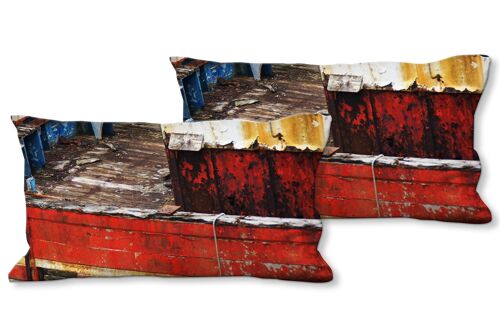 Deko-Foto-Kissen Set (2 Stk.), Motiv: Schiffswrack 1 - Größe: 80 x 40 cm - Premium Kissenhülle, Zierkissen, Dekokissen, Fotokissen, Kissenbezug