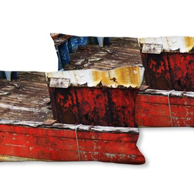 Decorative photo cushion set (2 pieces), motif: shipwreck 1 - size: 80 x 40 cm - premium cushion cover, decorative cushion, decorative cushion, photo cushion, cushion cover