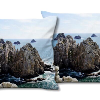 Deko-Foto-Kissen Set (2 Stk.), Motiv: Bretagne mon amour 21 - Größe: 40 x 40 cm - Premium Kissenhülle, Zierkissen, Dekokissen, Fotokissen, Kissenbezug