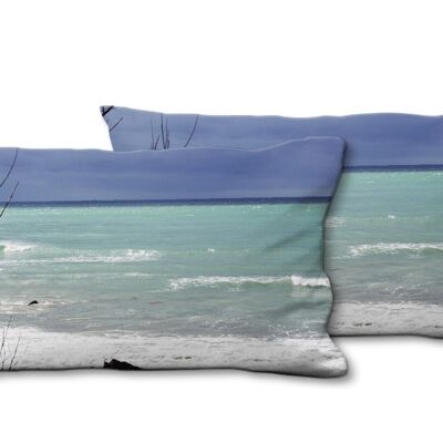 Juego de cojines decorativos con foto (2 piezas), motivo: juegos de colores en el mar 3 - tamaño: 80 x 40 cm - funda de cojín premium, cojín decorativo, cojín decorativo, cojín fotográfico, funda de cojín