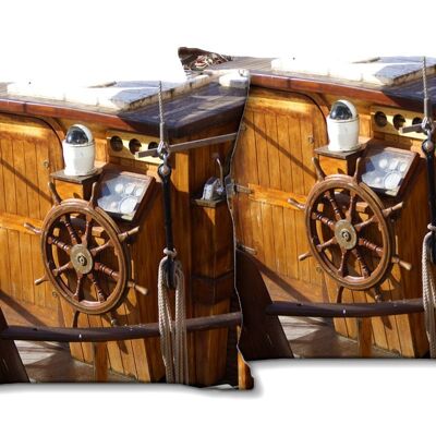 Decorative photo cushion set (2 pieces), motif: sailing ship 6 - size: 40 x 40 cm - premium cushion cover, decorative cushion, decorative cushion, photo cushion, cushion cover