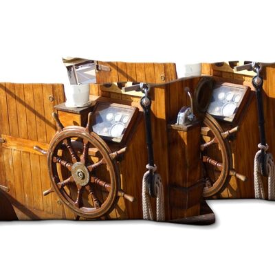 Decorative photo cushion set (2 pieces), motif: sailing ship 6 - size: 80 x 40 cm - premium cushion cover, decorative cushion, decorative cushion, photo cushion, cushion cover