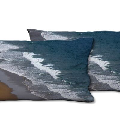 Set di cuscini decorativi con foto (2 pezzi), motivo: surf marino 1 - dimensioni: 80 x 40 cm - fodera per cuscino premium, cuscino decorativo, cuscino decorativo, cuscino fotografico, fodera per cuscino