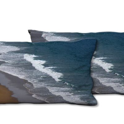 Juego de cojines decorativos con foto (2 piezas), motivo: surf en el mar 1 - tamaño: 80 x 40 cm - funda de cojín premium, cojín decorativo, cojín decorativo, cojín fotográfico, funda de cojín