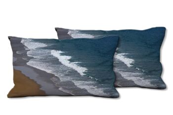 Ensemble de coussins photo décoratifs (2 pièces), motif : surf de la mer 1 - taille : 80 x 40 cm - housse de coussin premium, coussin décoratif, coussin décoratif, coussin photo, housse de coussin 1