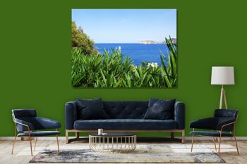 Papier peint : Lauriers roses de Crète au-dessus de la baie - Format paysage 4:3 - Nombreuses tailles et matériaux - Motif d'art photographique exclusif sous forme d'image sur toile ou d'image en verre acrylique pour la décoration murale 2