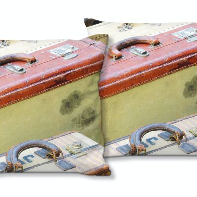 Decorative photo cushion set (2 pieces), motif: Going on a journey 1 - Size: 40 x 40 cm - Premium cushion cover, decorative cushion, decorative cushion, photo cushion, cushion cover