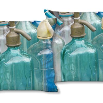 Decorative photo cushion set (2 pieces), motif: glass shimmer 1 - size: 40 x 40 cm - premium cushion cover, decorative cushion, decorative cushion, photo cushion, cushion cover
