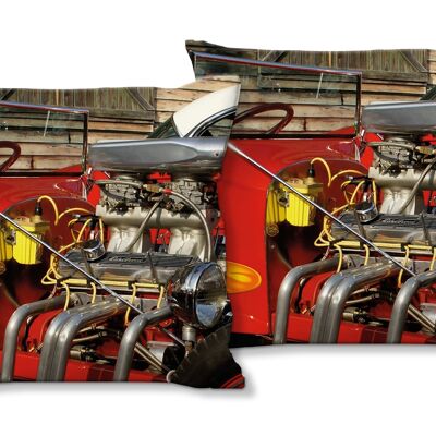 Decorative photo cushion set (2 pieces), motif: Red Hot Rod - size: 40 x 40 cm - premium cushion cover, decorative cushion, decorative cushion, photo cushion, cushion cover