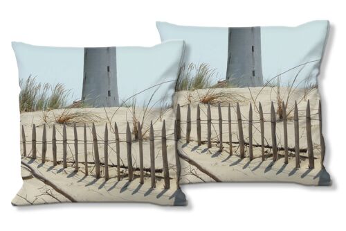 Deko-Foto-Kissen Set (2 Stk.), Motiv: Am Phare de la coubre - Größe: 40 x 40 cm - Premium Kissenhülle, Zierkissen, Dekokissen, Fotokissen, Kissenbezug