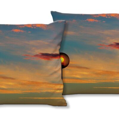 Set di cuscini decorativi con foto (2 pezzi), motivo: tramonto Grande Cote - dimensioni: 40 x 40 cm - fodera per cuscino premium, cuscino decorativo, cuscino decorativo, cuscino fotografico, fodera per cuscino