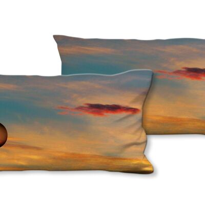 Set di cuscini decorativi con foto (2 pezzi), motivo: tramonto Grande Cote - dimensioni: 80 x 40 cm - fodera per cuscino premium, cuscino decorativo, cuscino decorativo, cuscino fotografico, fodera per cuscino