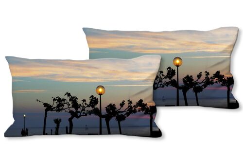 Deko-Foto-Kissen Set (2 Stk.), Motiv: Sonnenuntergang Grande Cote 2 - Größe: 80 x 40 cm - Premium Kissenhülle, Zierkissen, Dekokissen, Fotokissen, Kissenbezug