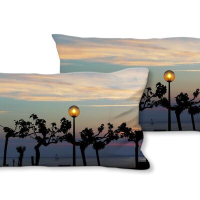 Set di cuscini decorativi con foto (2 pezzi), motivo: tramonto Grande Cote 2 - dimensioni: 80 x 40 cm - fodera per cuscino premium, cuscino decorativo, cuscino decorativo, cuscino fotografico, fodera per cuscino