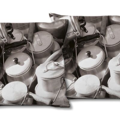 Ensemble de coussins photo décoratifs (2 pièces), motif : bidons de lait 2 - taille : 40 x 40 cm - housse de coussin premium, coussin décoratif, coussin décoratif, coussin photo, housse de coussin